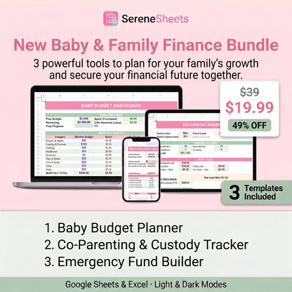 New Baby & Family Finance Bundle — 3 Templates for Google Sheets & Excel