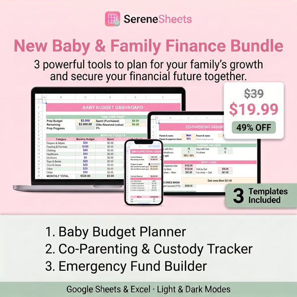New Baby & Family Finance Bundle — 3 Templates for Google Sheets & Excel